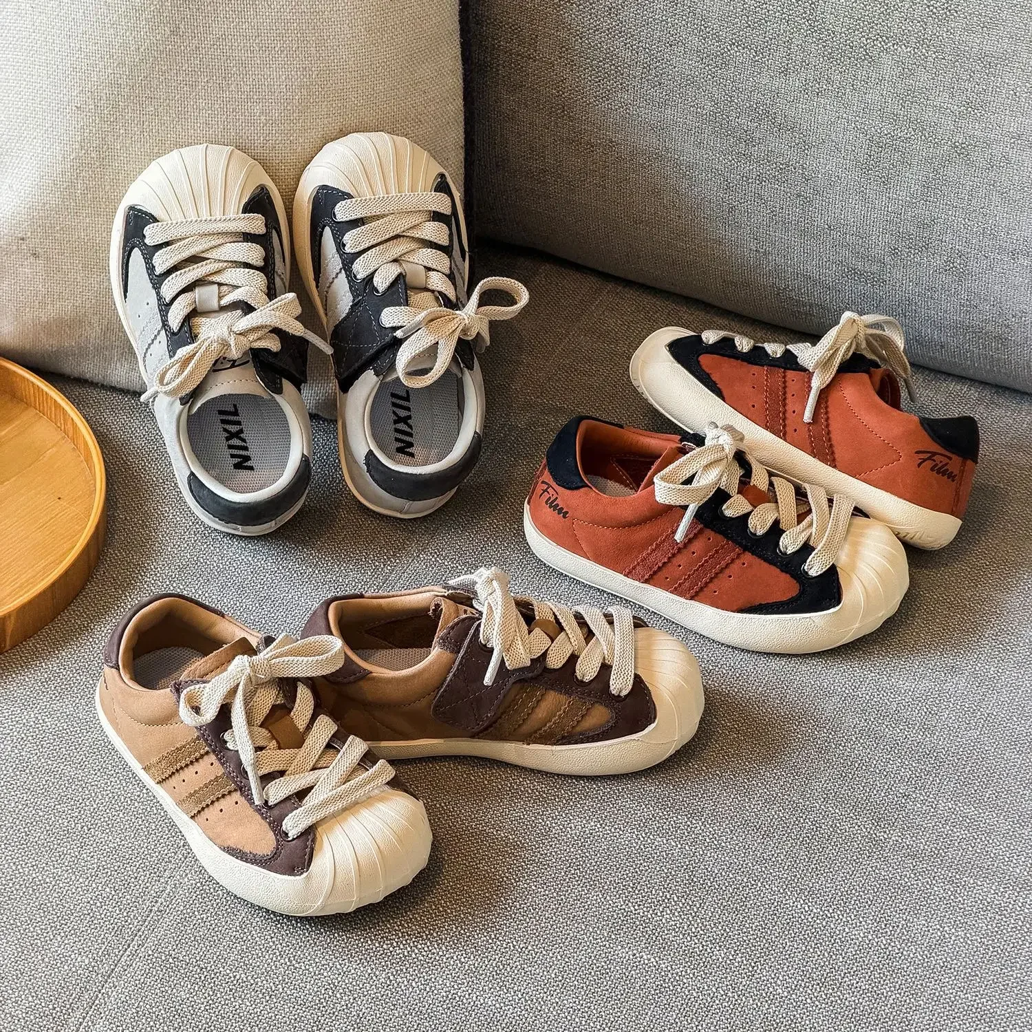 Girls Fall 2026 All Match Kids Casual Shoes Patchwork Boys Sneakers All-match Stripe School Shoes TLT-470 Children Canvas Shoes