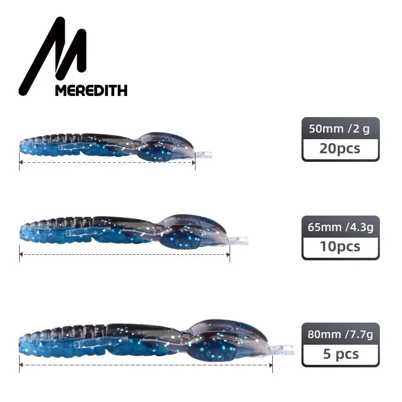 MEREDITH Dolive Craw Fishing Lures 50mm 65mm 80mm Craws Shrimp Soft Lure Fishing Bait Wobblers Bass Lures Soft Silicone