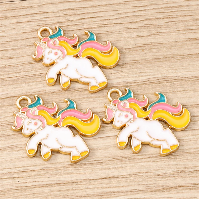 10 Stück Cartoon Tier Charms Emaille Pferd Charms für Schmuckherstellung Ohrringe Anhänger Halsketten Armbänder DIY Bastelzubehör – Detail 7
