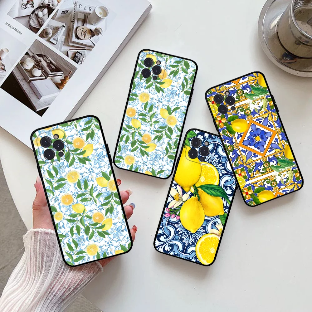 Mediterranean Lemon Phone Case Silicone Soft for iphone 15 14 13 12 11 Pro Mini XS MAX 8 7 6 Plus X XS XR Cover