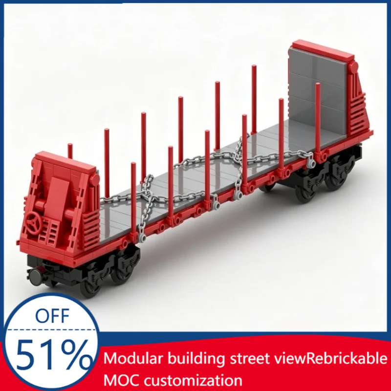

NEW 339PCS US Bulkhead Flat Rail Car MOC Creative Railway Vehicle Model DIY Assembly Educational Toy Collection Christmas Gift