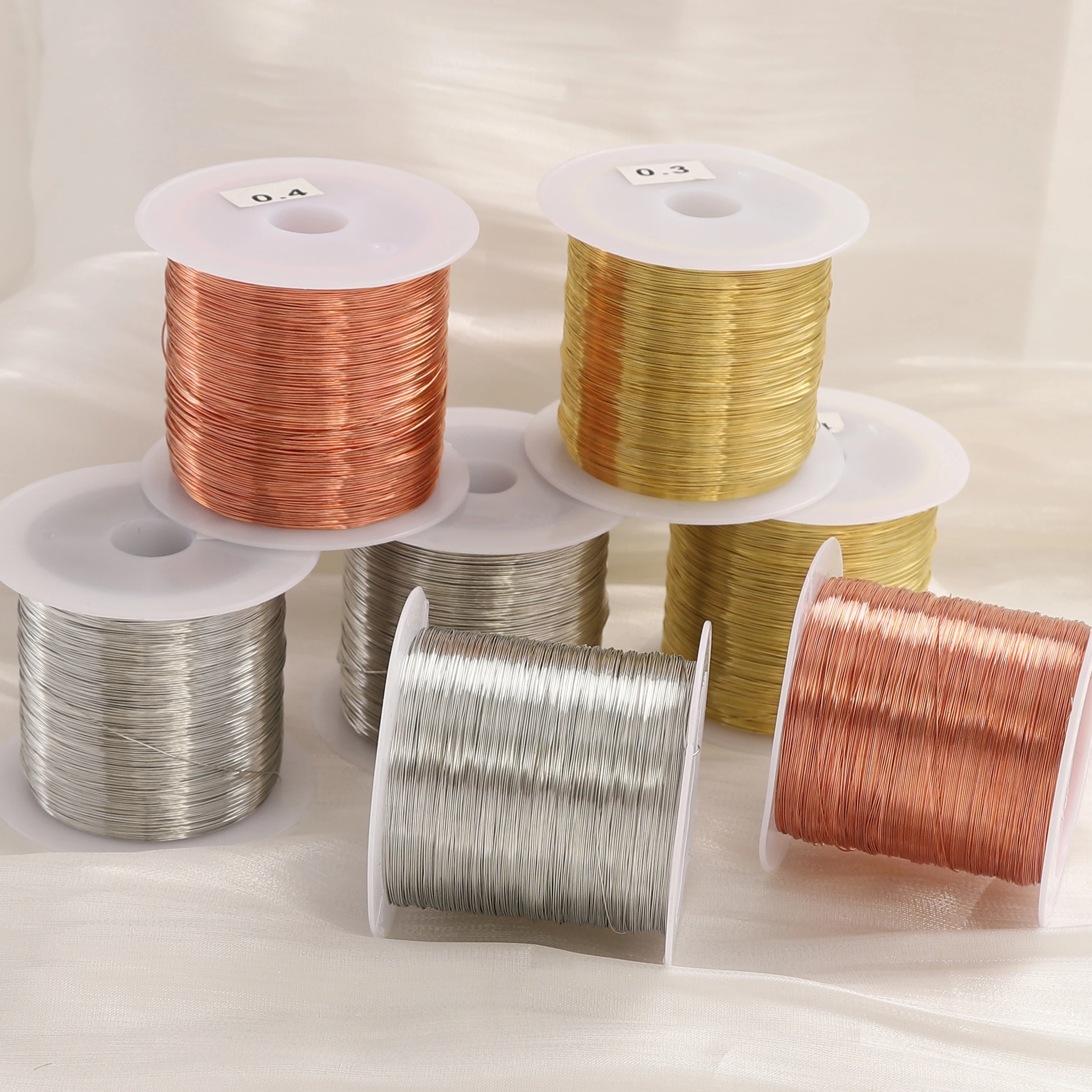

80-87Meters/Roll 0.3mm 0.4mm Colorfast Gold Silver Color Copper Wire For Jewelry Making DIY Bracelet Necklace Beading Wires Cord