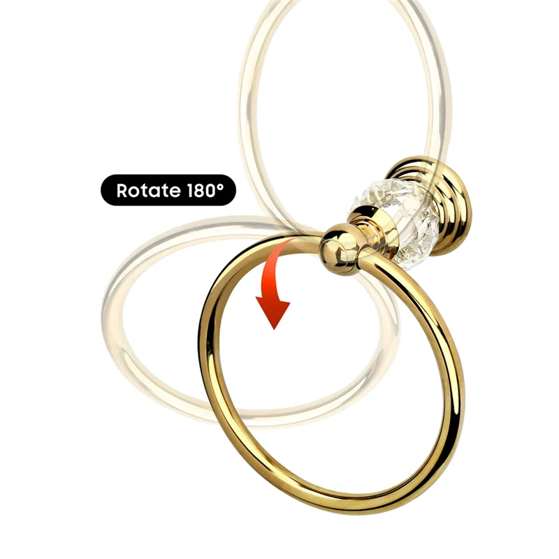 

J1UL1N Crystal Gold Towel Ring, Gold Bathroom Towel Holder Ring,Hand Towel Ring For Bathroom Wall Mounted Bathroom Accessory