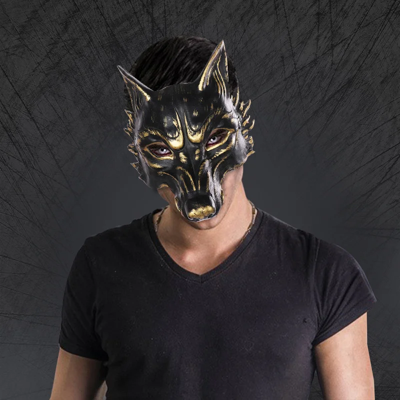 

Wolf Half Face Mask Costume Animal Dress Up Mask Dance Party Show Halloween Masquerade Cosplay Mask with Nylon Elastic