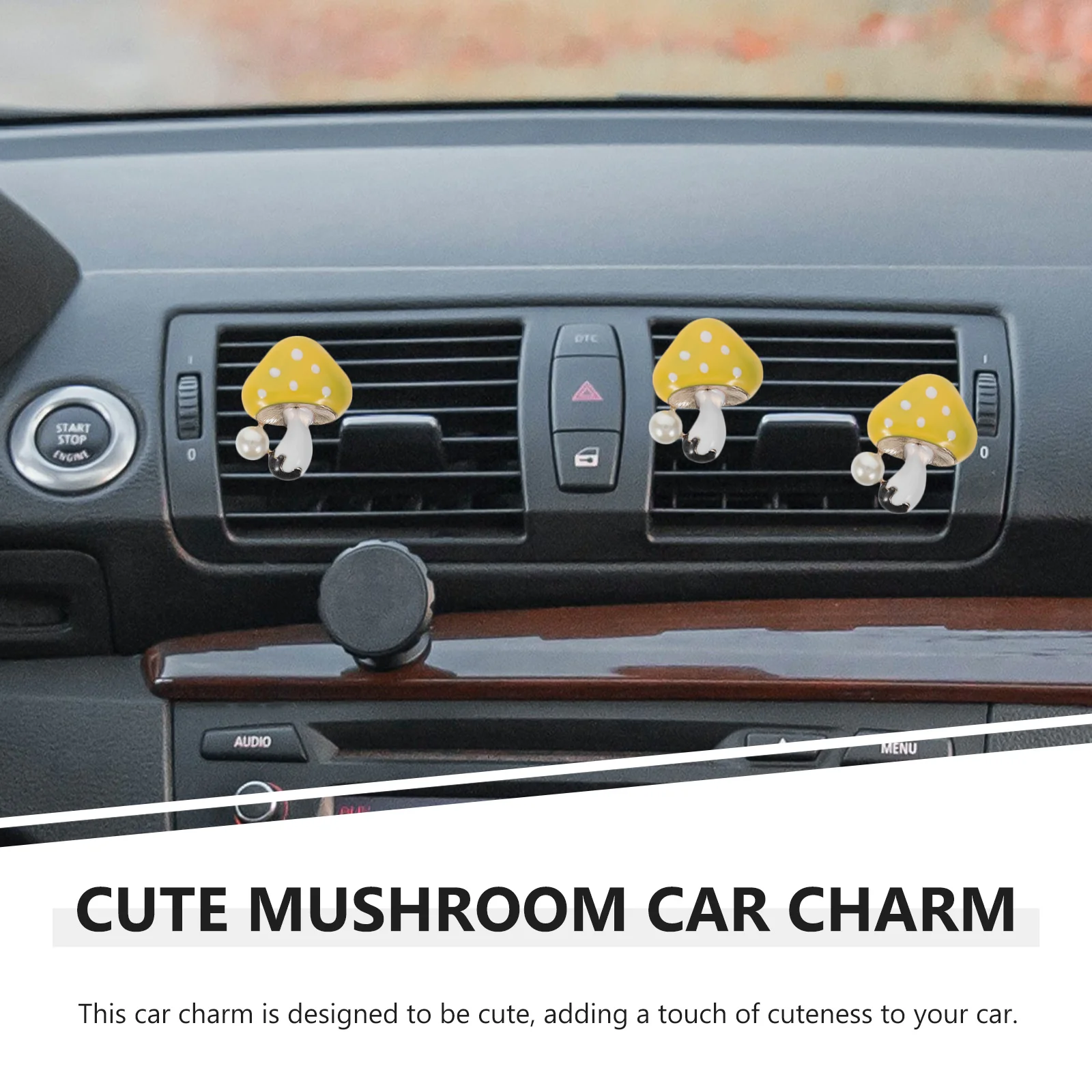 

5pcs Cute Mushroom Charms Freshener Vent Accessories Aluminum Alloy Car Air Vent Decorations For Women Conditioner