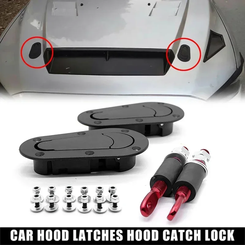 Universal Car Engine Hood Latch Lock Invisible Hood Cover Lock Kit (with/without Lock)