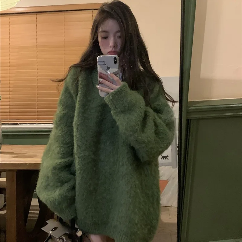 Pullovers Women V-neck Baggy Thicken Slouchy Knitted Korean Fashion All-match Coats Y2k Sweaters Tender Harajuku Ulzzang Mujer