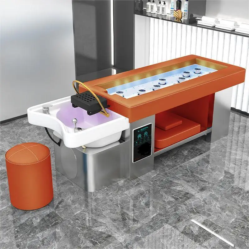 

SHALONG Full Steel Frame Moxibustion Ceramic Basin Shampoo Bed Massage Bed With Water Circulation Fumigation