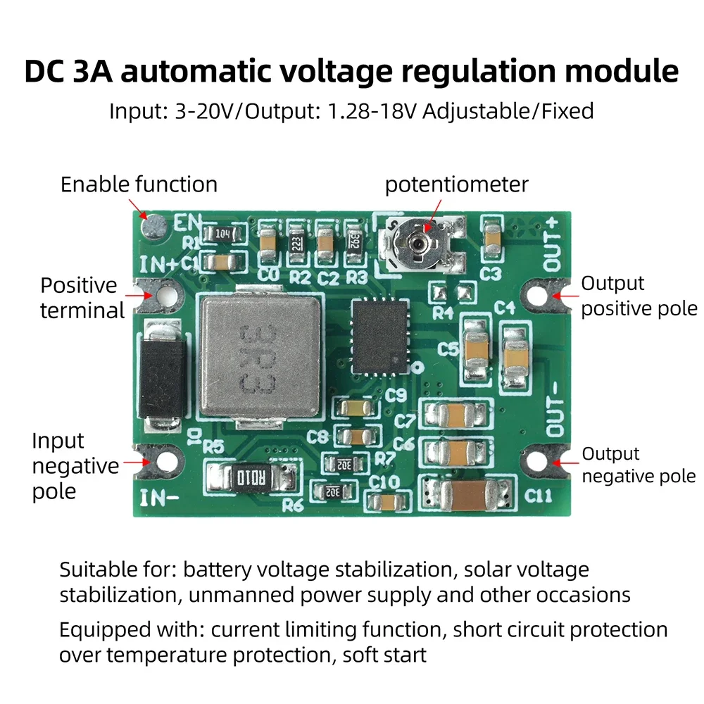 1-5 Stück Buck-Boost-Modul DC 3-20V auf 1,2-18V Spannungsregelung Stromversorgung für Solarpanels Lithiumbatterie mit Strombegrenzung – Detail 10