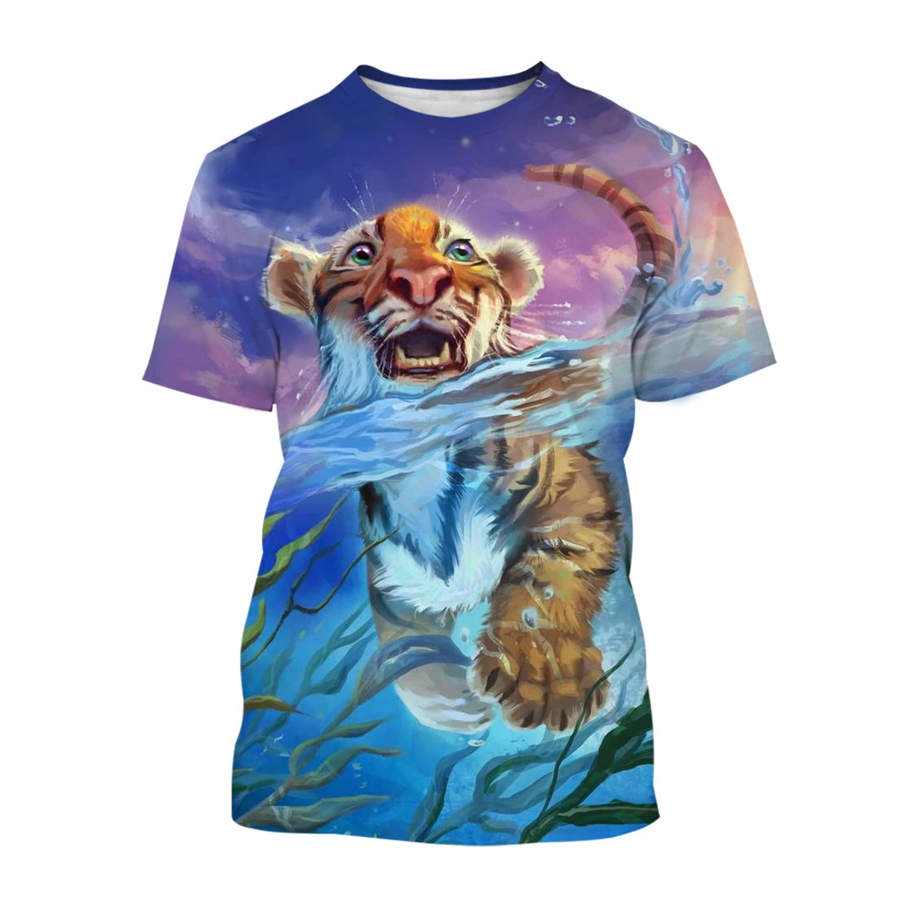 

Children's T-Shirt Boy Fashion Tiger Graphic T Shirts Casual Boy Child Tee Shirt Short Sleeve Tees Top Cartoon 2025 Kids Clothes