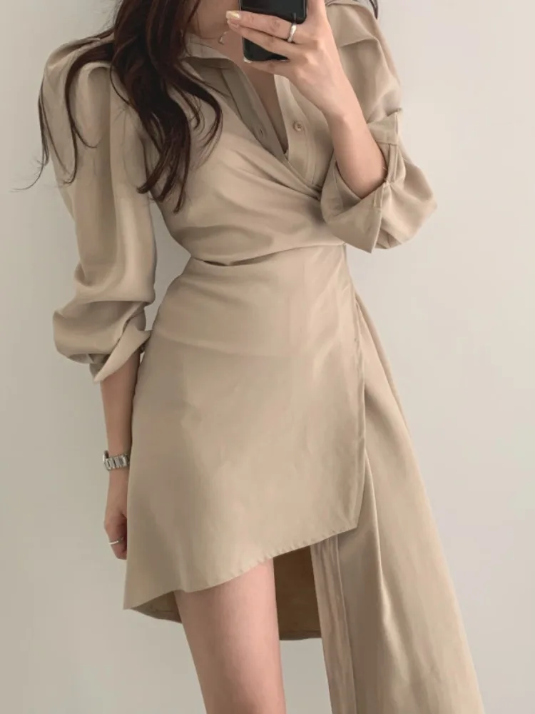 

Шикарный ранняя осень irt Dr, женский пояс, длина миди, асимметричный, на одной пуговице, с пузырьками спереди, цвет C...