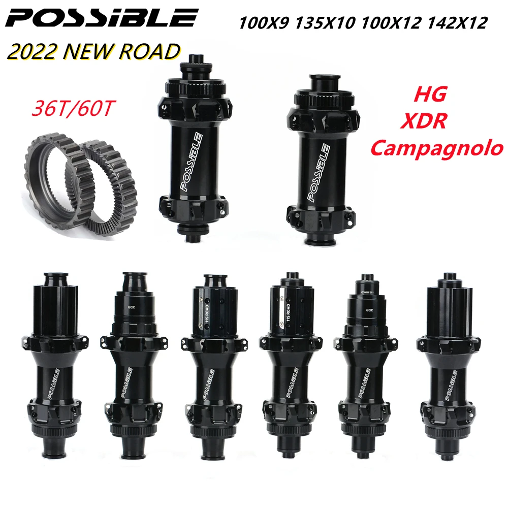 Road Bike Disc Brake Hub 24H Thru Axle Quick Release 100 135 142X12 HG XDR Campagnolo Ratchet 36T/60T 4 Sealed Bearings Hub