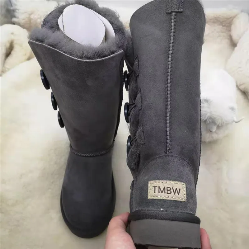 Hot Sale Fashion Genuine Sheepskin Leather Snow Boots Natural Fur Winter Boots Waterproof Warm Thick Wool Boots Women