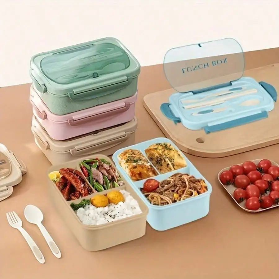 Adult Bento Boxes + Insulated Lunch Bag Set - 1200ML Leak Proof Bento Box Set, Spacious 3 Compartment Lunch Box, Perfect For Office, School, Camping And Picnics - Kitchen Storage Solutions,Lunch Bag For Men And Women For Work