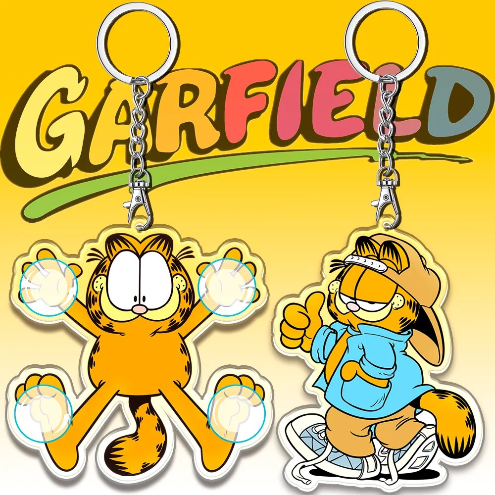 12cm Garfield Acrylic Keyring Cartoon Cute Keyring Accessories Acrylic Double Sided Pattern Pendant Children's Festival Gift