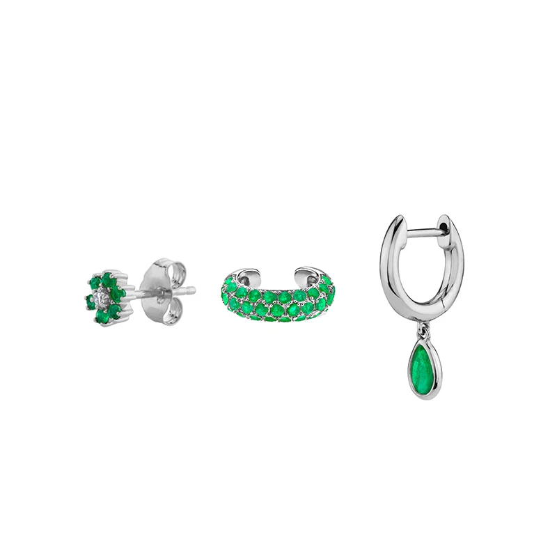 Crmya Green Zirconia Ear Cuff Earring for Women Gold-plated Stud Drop Earring Women Vacation Party Jewelry Accessories