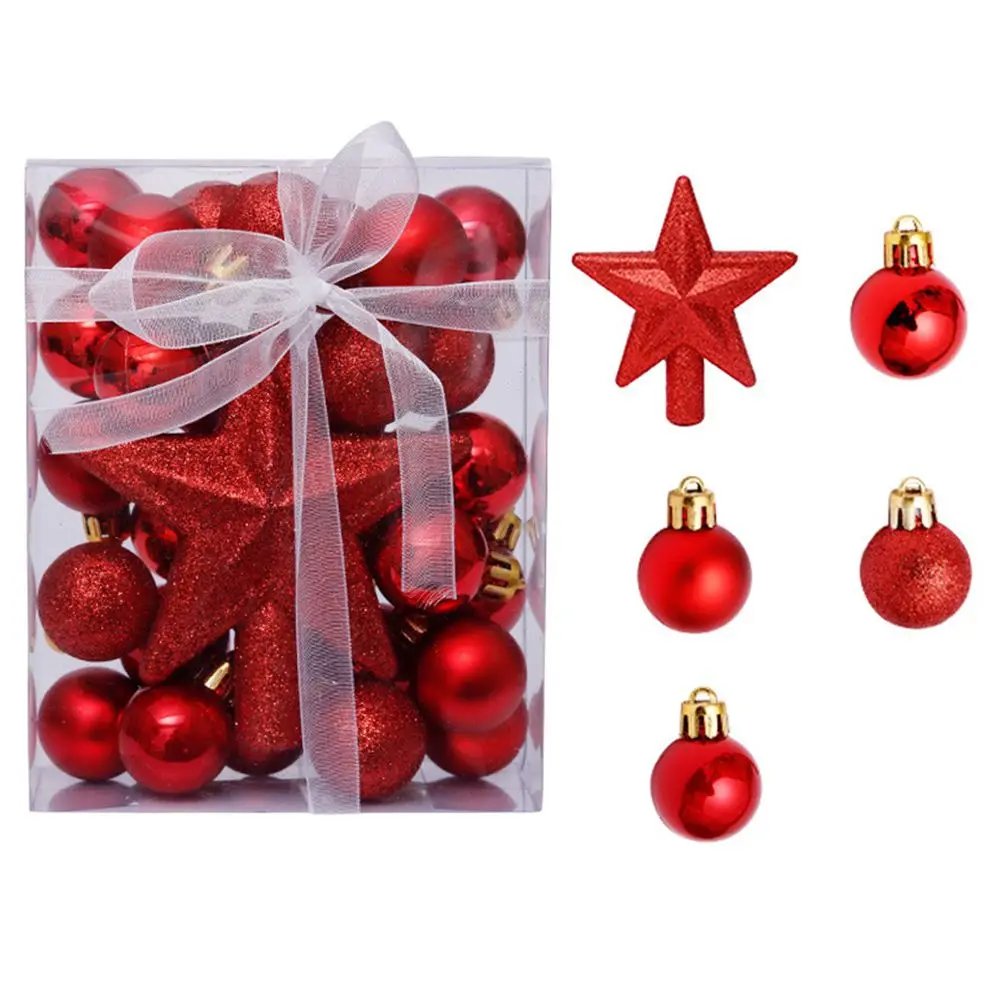 Plastic Hanging Ball para Decoração De Árvore De Natal, Pingente De Gota Bauble, Presentes De DIY, Decoração De Casa, 3cm, 30Pcs