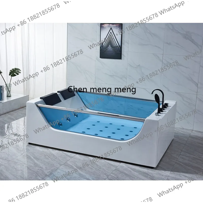 Double deluxe bathtub, integrated acrylic sea view glass jacuzzi constant temperature