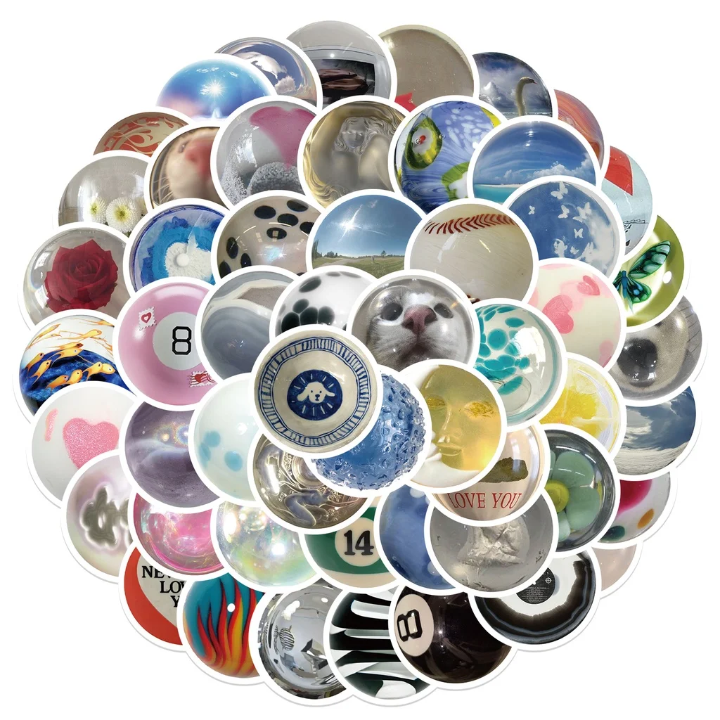 60PCS Nette Glas Perlen Aufkleber Ästhetische Katze Augen Cartoon Aufkleber Graffiti DIY Telefon Skateboard BulingBulingStickers Shop