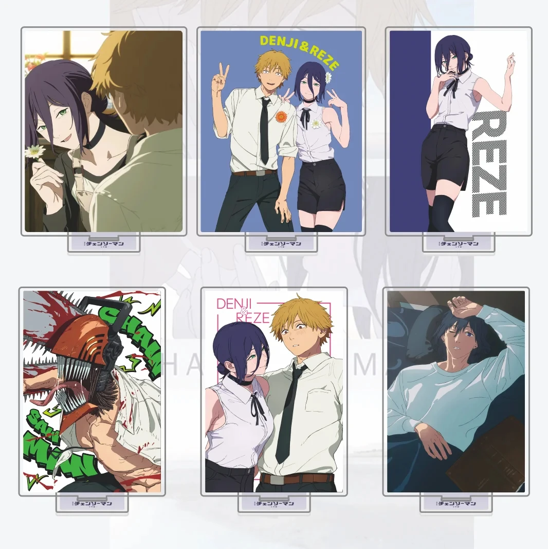 Chainsaw Man Acrylic Stand Figure, Denji Makima Reze Aki Angel Devil Anime Standee, Desktop Decoration Figure Ornaments Keychain