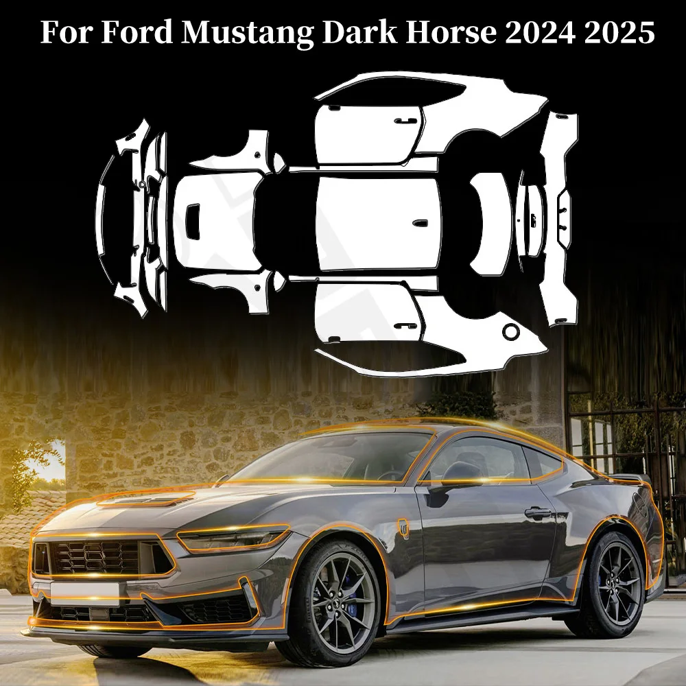

For Ford Mustang Dark Horse 2024 2025 Anti-Scratch TPU Paint Protection Film Pre-cut PPF Car Body Clear Bra Resistant Invisible