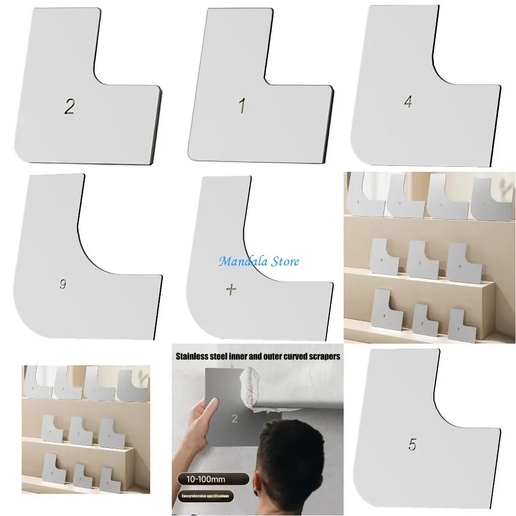 

U2JC Paint Scraper Curved Concrete Trowel Construction Spatulas Professional Scraping Tool for Wall Surfaces Refinement