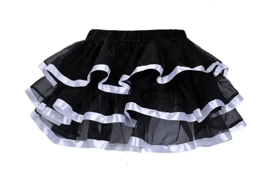 Promotion New Black Mesh Ruffles 3 Layers Adult Women Pettiskirt Tutu Party Dance Mini Skirt Performance Clothes