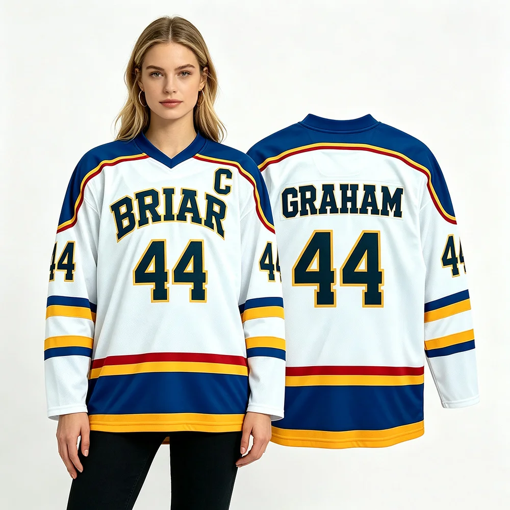 Off Campus Fashion Y2k University Hockey Jersey GRAHAM 44 Fashion Sportswear Unisex Casual Breathable Loose Long Sleeve Tops Tee