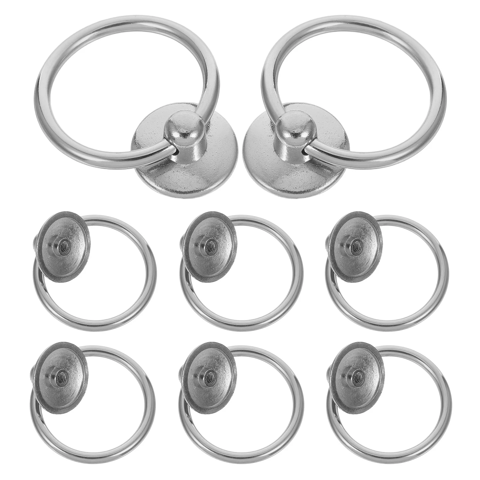 

8pcs Metal Cabinet Pulls Ring: Zinc Alloy Drawer Handles For Kitchen Cupboard Vintage Dresser Box Silver Single Hole Furniture