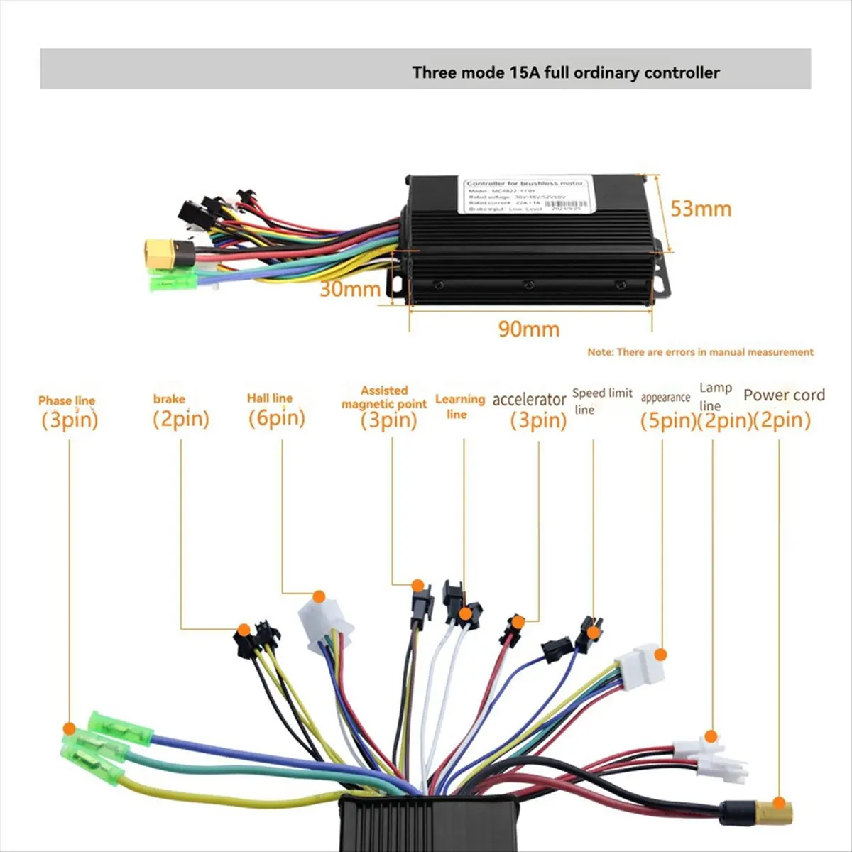 B21B M5 Electric Bike Color LCD Display Meter 36V 48V/15A 6 Tube Sine Wave Controller E Scooter LCD Panel for Mountain EBike