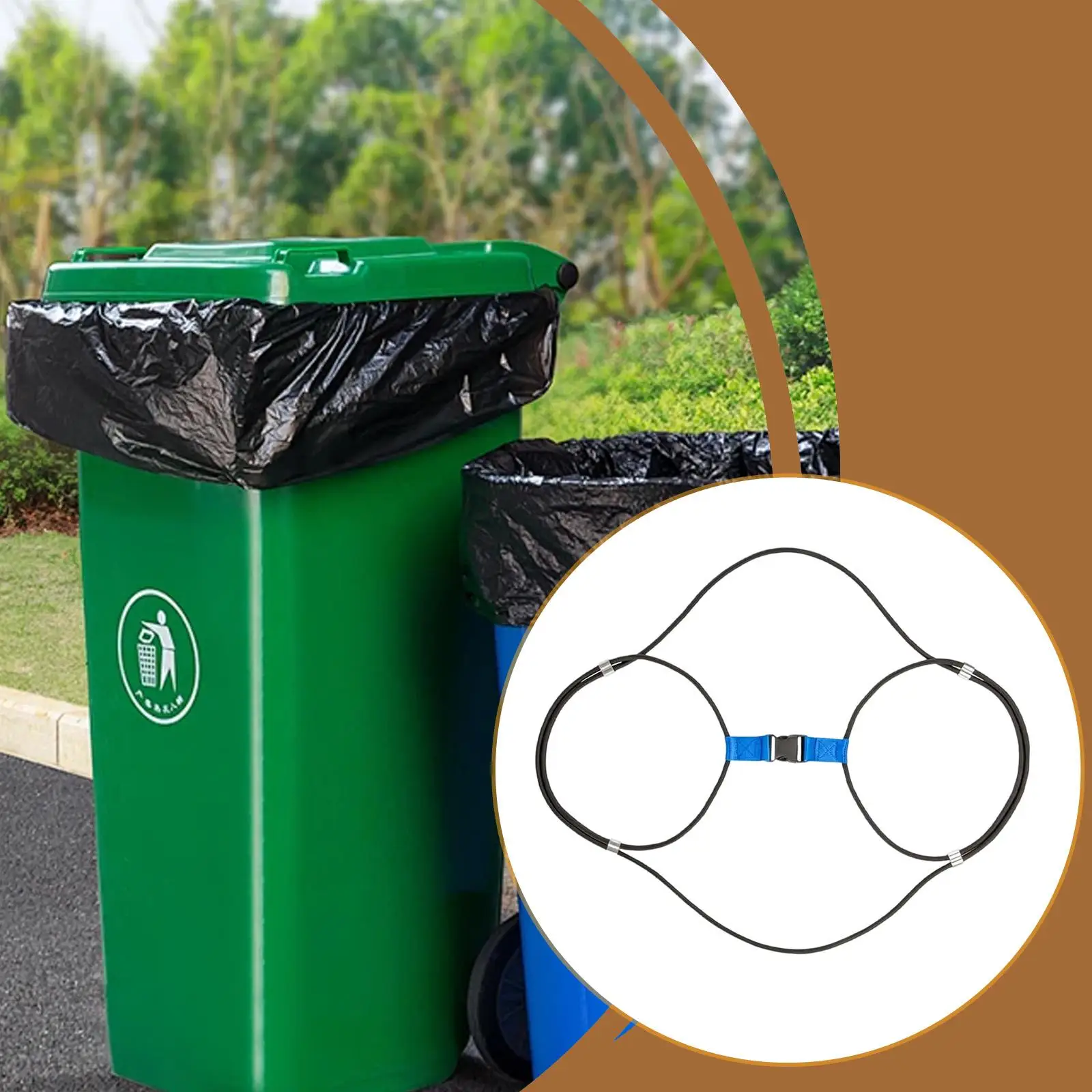 

Outdoor Trash Can Lid Lock Strong Polyester Strap Easy Install Garbage Can Band for Animal Proofing
