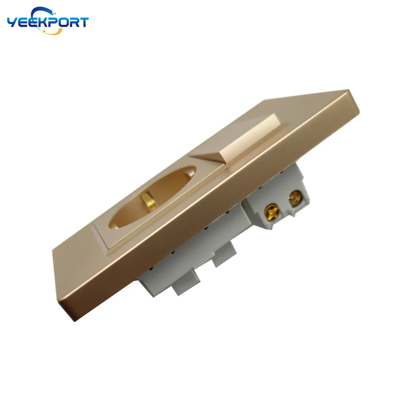 118mm EU Haushalt Deutscher Standard Goldene PC Flammhemmende Steckdose 16A 2-Loch Netzstecker Wandsteckdose mit Schalter-Kombination – Detail 3