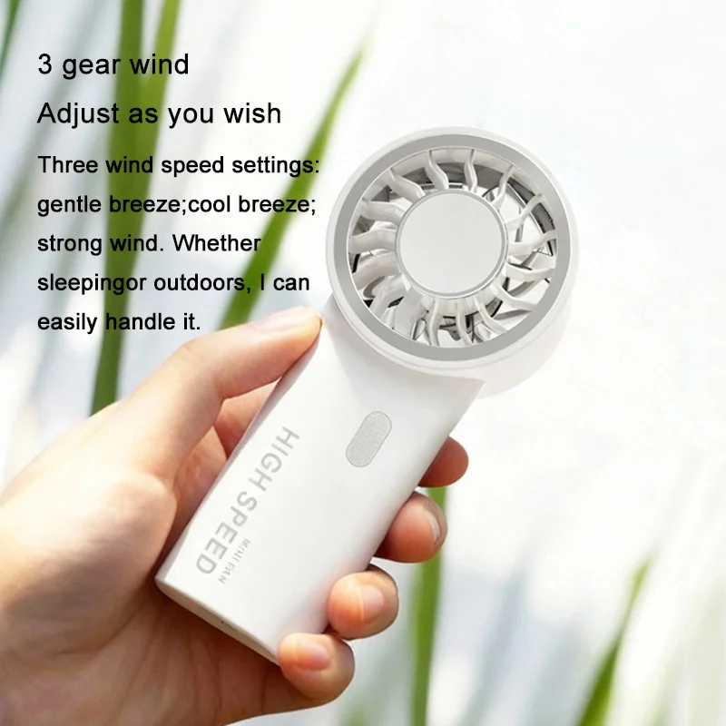 High Speed Mini Handheld Fan Brushless Motor Turbo Pocket Fan USB Rechargeable 3-Speed Silent Cooling Fan Portable Outdoor Fan