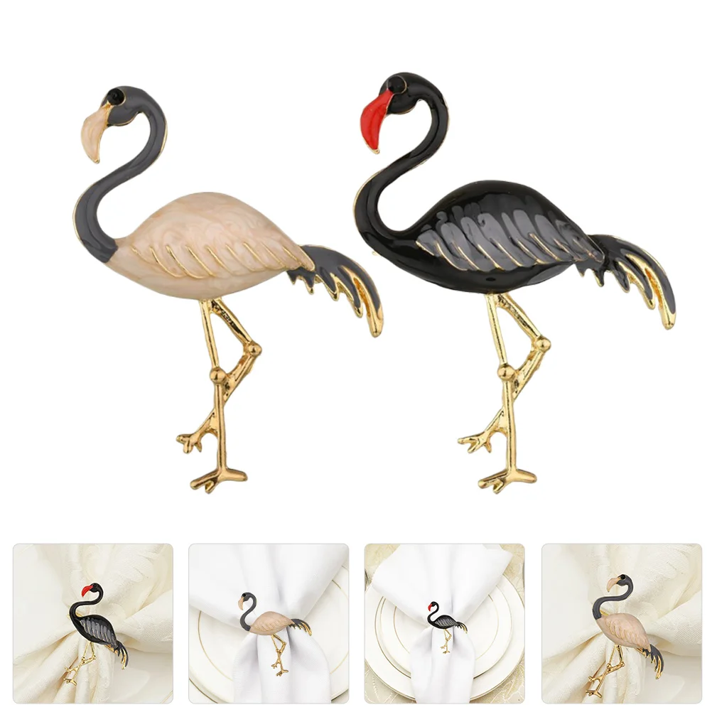 

Flamingo Shaped Napkin Ring Alloy Creative Decorative Banquet Party Supplies Premium Material Modern Style Elegant