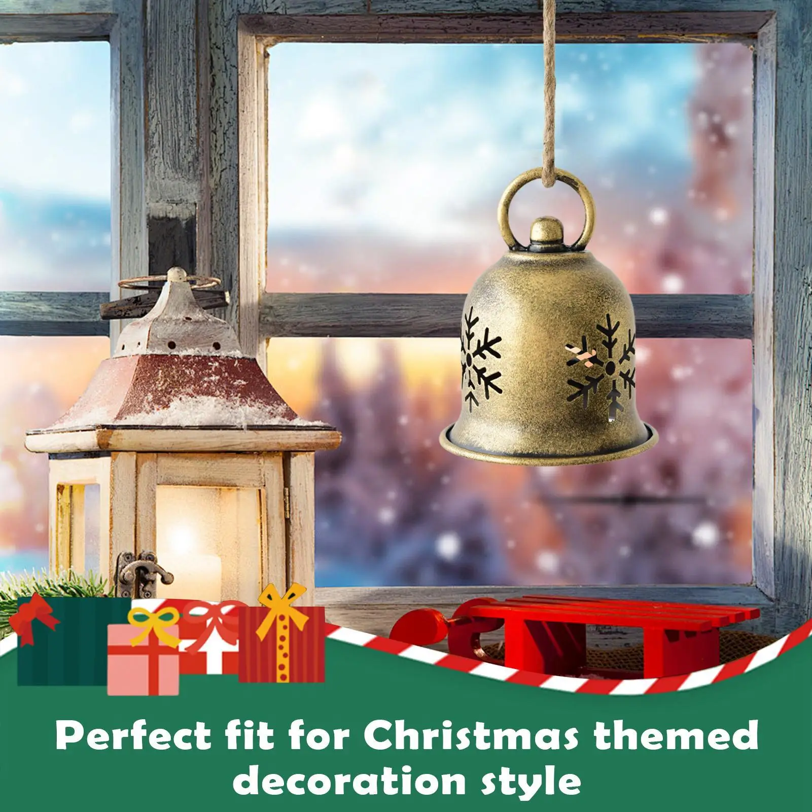 Christmas Bells Hollow Party Pendants Christmas Tree Pendant For Holiday Home Dinner School Restaurant Cafe Shopping Mall