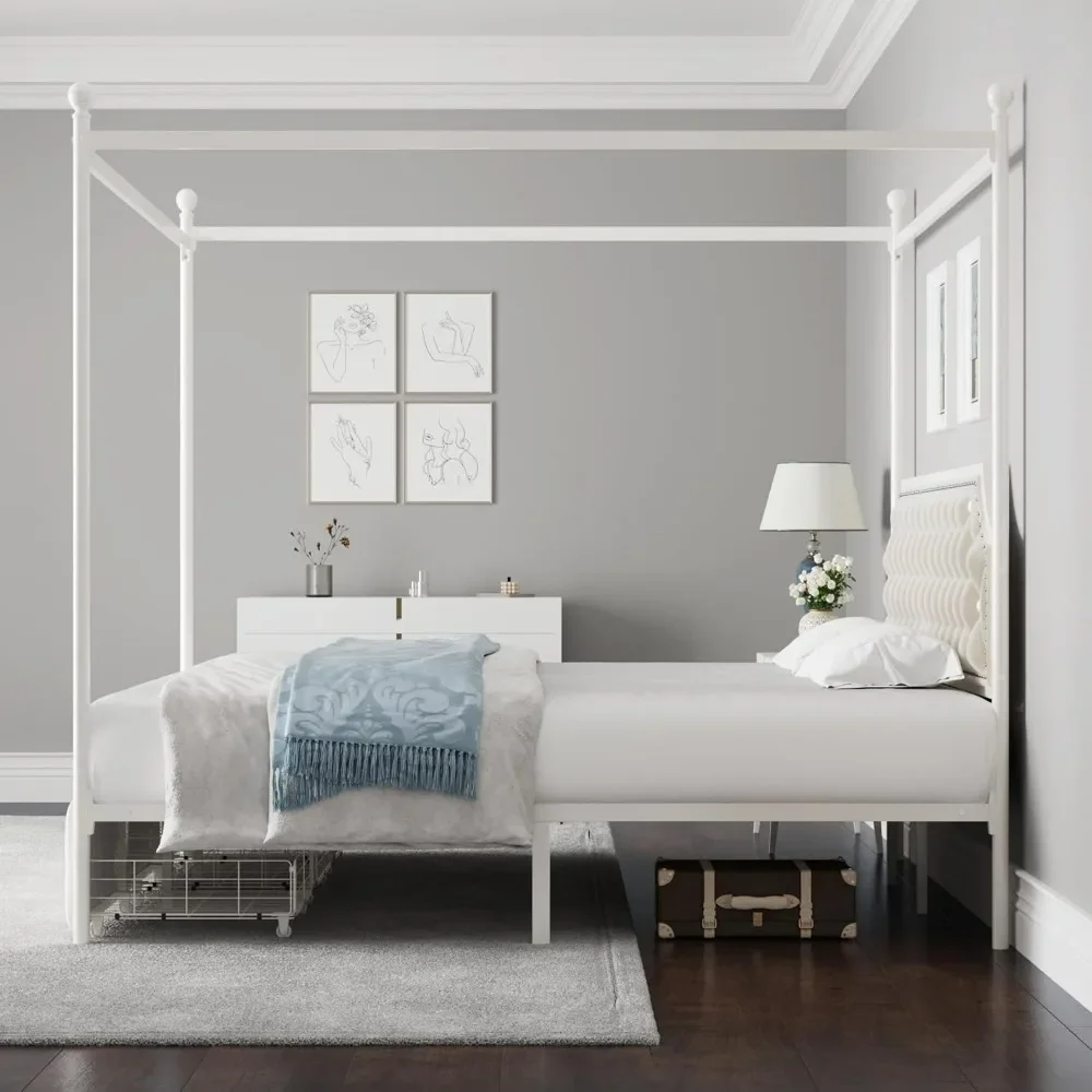Queen Tufted Canopy Storage Bed 4