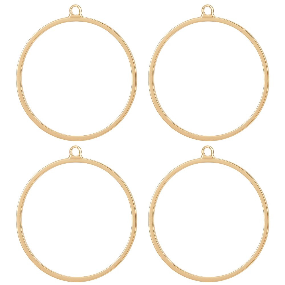 1 Box 20Pcs Round Open Back Bezel Pendant 18K Gold Plated Brass Circle Hollow Mold Charms with Loop for DIY Pressed Flower Resin