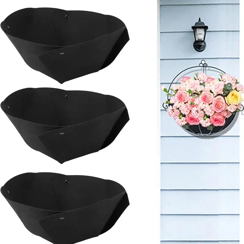 set of 4 fabric half-round plant pot pads for hanging baskets wall-suitable replacements for felt or coconut pads