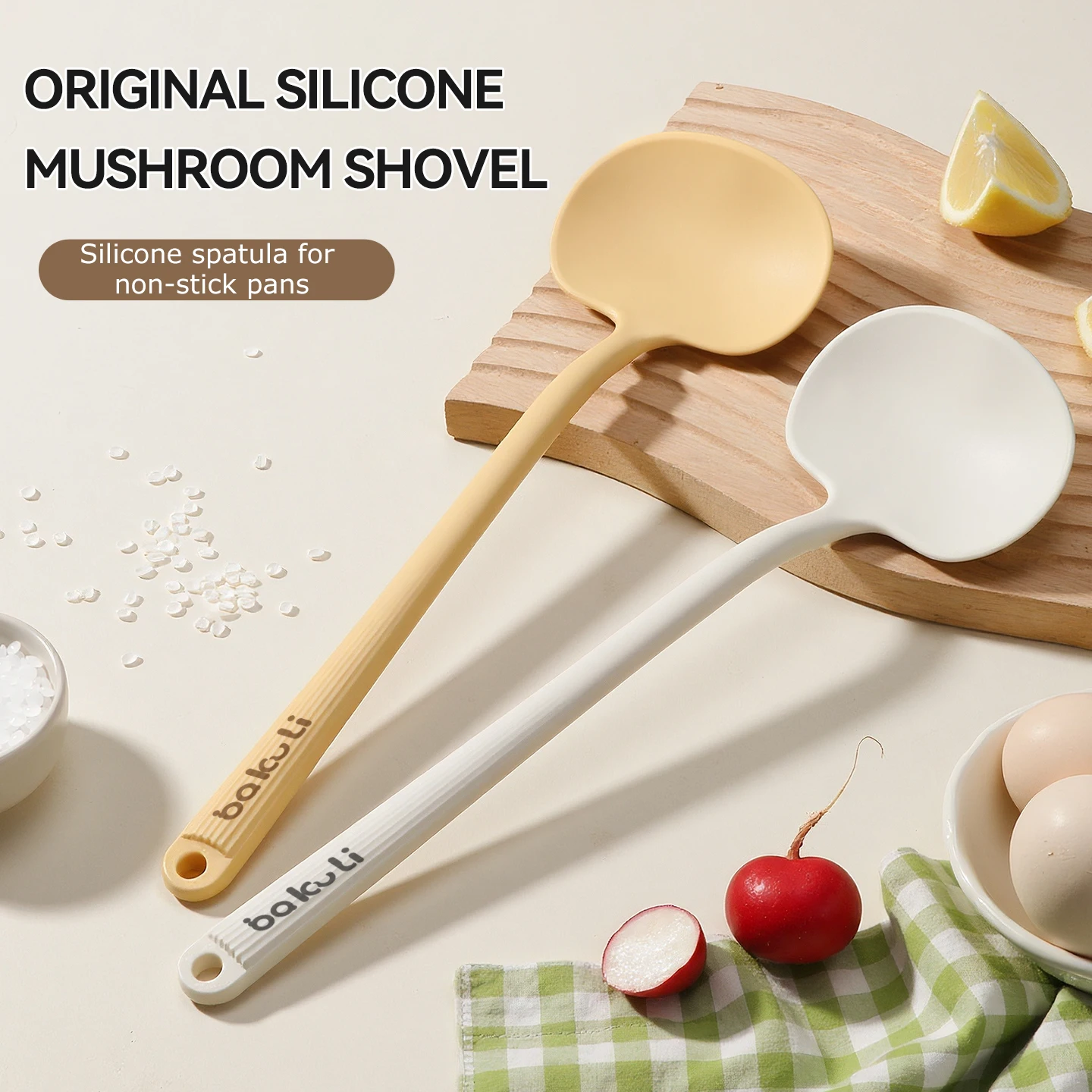 Espátula de silicona de Color macarrón, utensilios de cocina antiadherentes, raspador giratorio resistente al calor para cuchara de sopa, espátula para freír