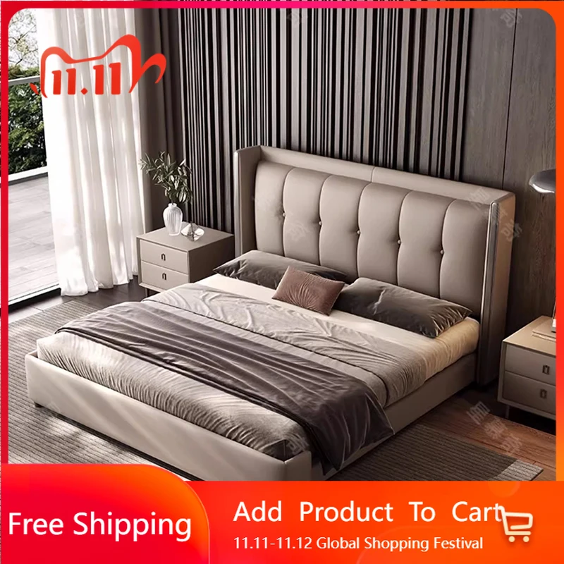 

Simple Modern Massage Bed Sofa Leather Human Dog Bedroom Double Luxury Bed Princess Sleeping Letto Matrimoniale Home Furniture