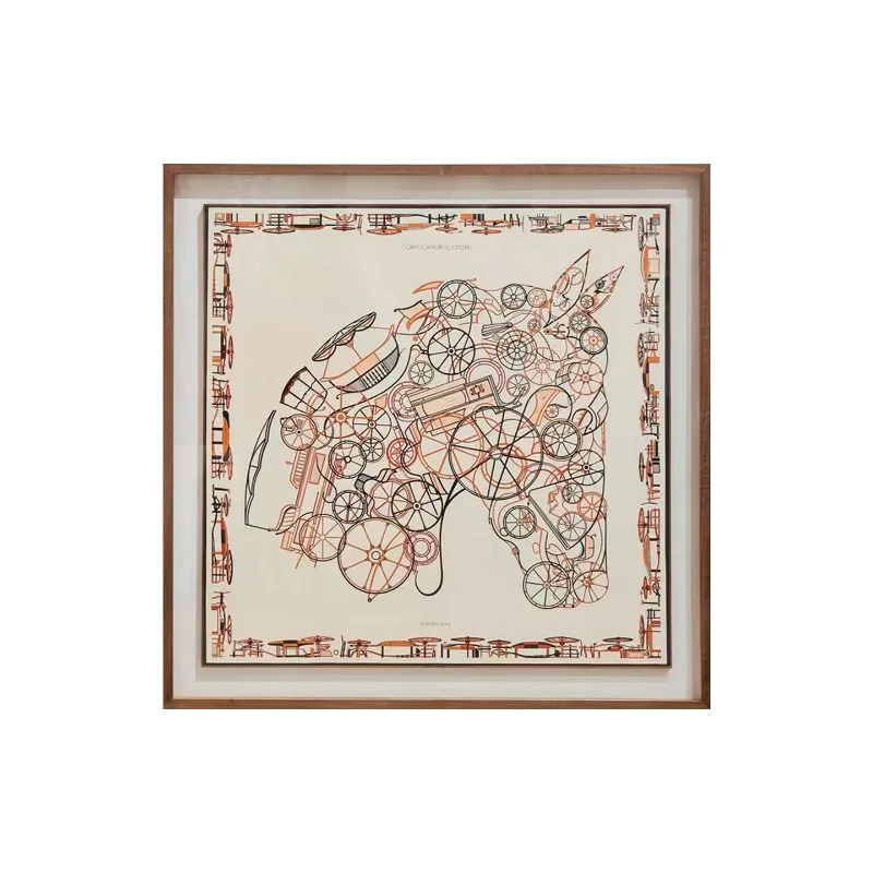 New French antique living room silk scarf decorative painting, light luxury restaurant entrance dining side cabinet  painting