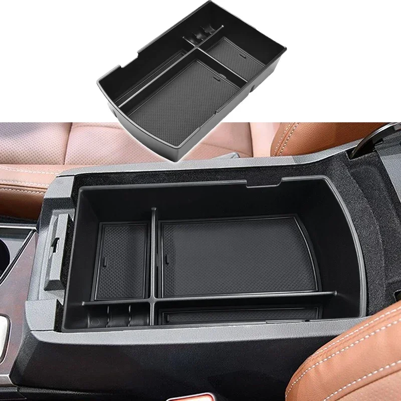 

For Subaru Ascent 2019-2024 ABS Black Car Center Console Organizer Armrest Storage Box Cell Phone Tray Car Accessories