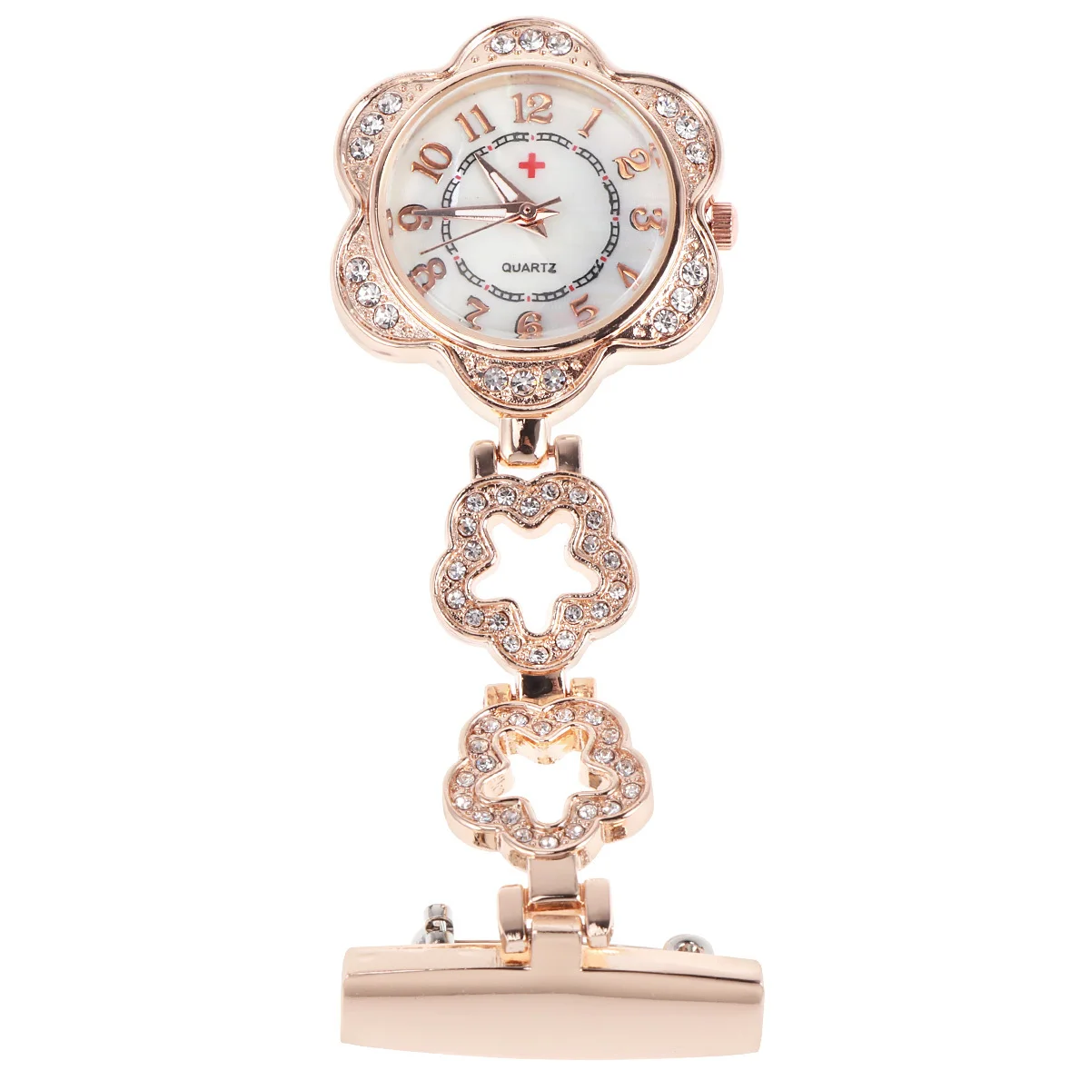 ساعة جيب SHERCHPRY Nurse للنساء، ساعة كلاسيكية بسلسلة مفاتيح ذهبية Steampunk، ساعة معلقة أنيقة باللون الذهبي الوردي