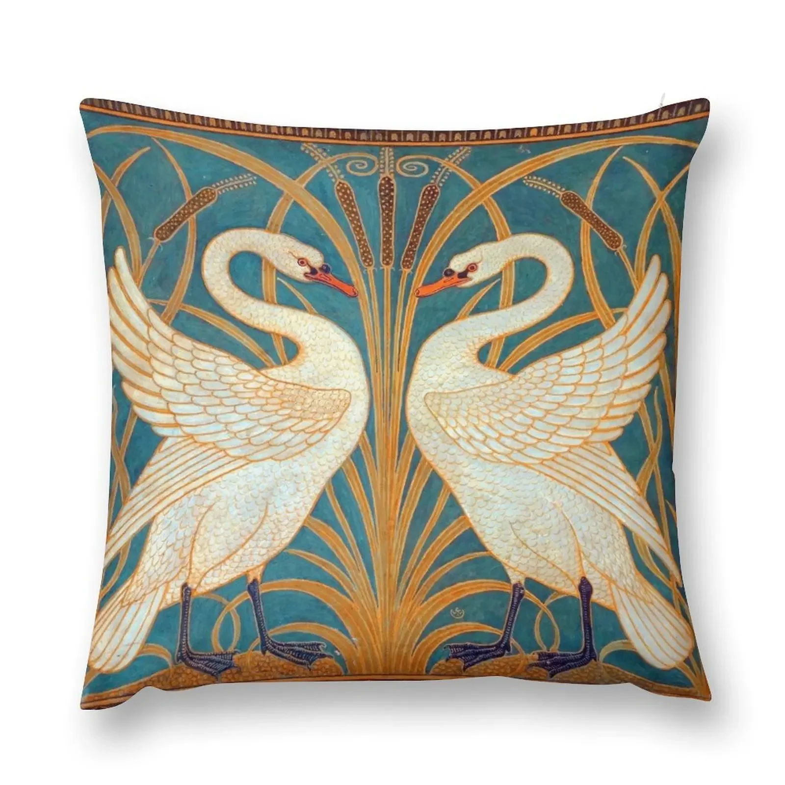 Swan, Rush and Iris by Walter Crane (1875) Throw Pillow Luxury Pillow Case Decorative Cushions For Living Room pillow