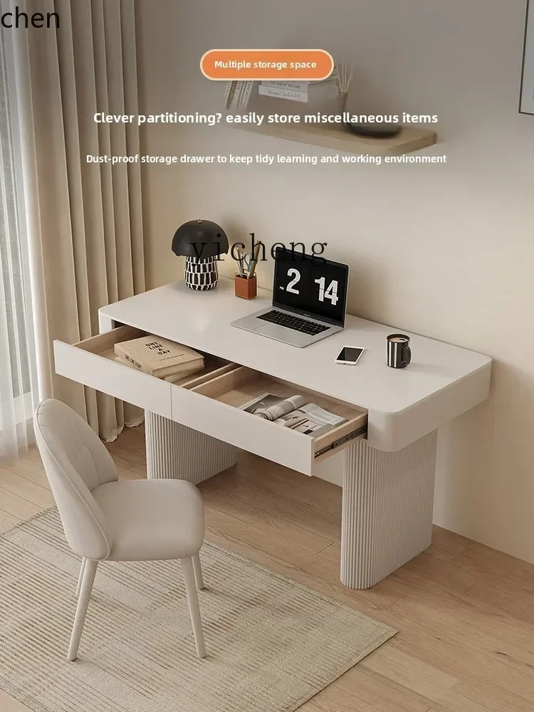 b7- Desk Modern Bedroom Home Slate Study Desk Solid Wood Computer Desk Dresser Integrated