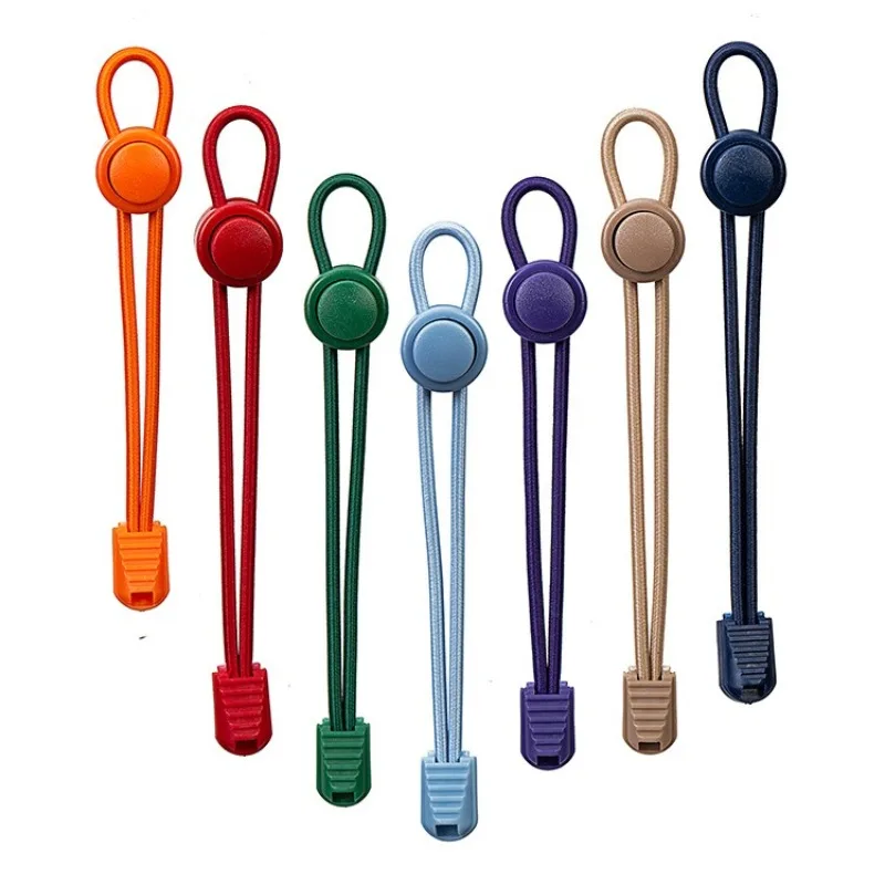No-Tie Elastic Shoelaces Round Spring Lock Quick On Lazy Stretch Laces for Sports Hiking Sneakers