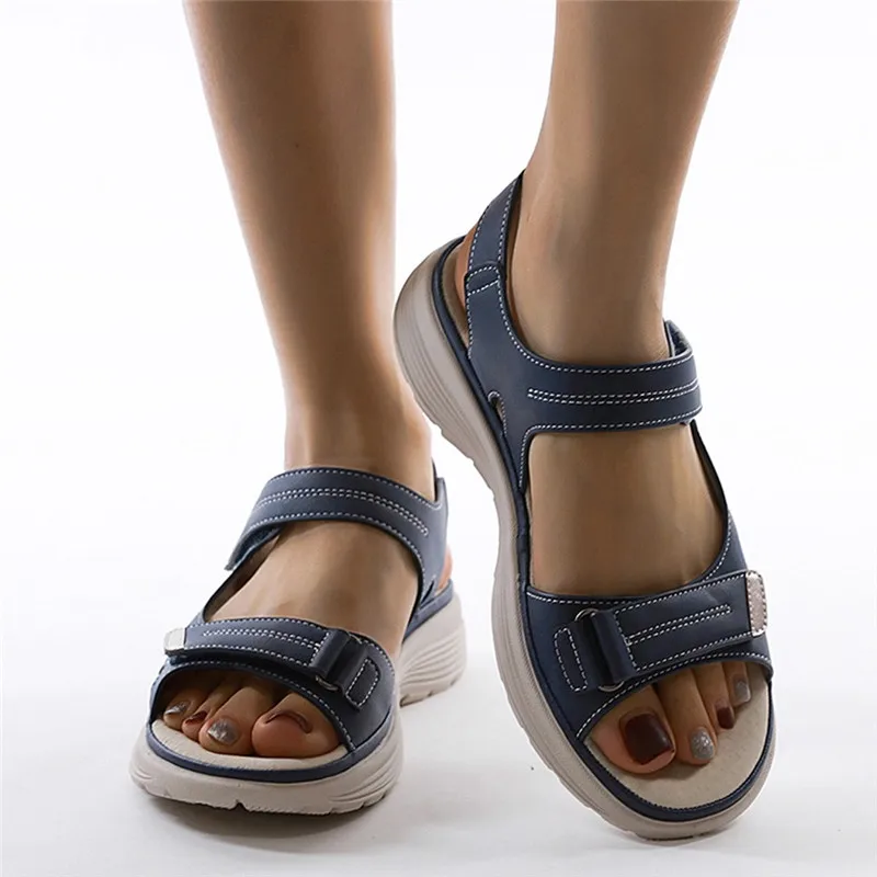 Women Summer Wedges Non-slip Beach Open Toe Breathable Comfortable Flat Sandals Sport Style Light Slides Shoes