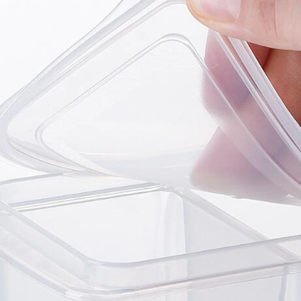 

4 Pcs 2 Grids Onion Ginger Garlic Storage Box Refrigerator with lid Sauce Storage Box Home Kitchen Mini Fruit Lunch Box