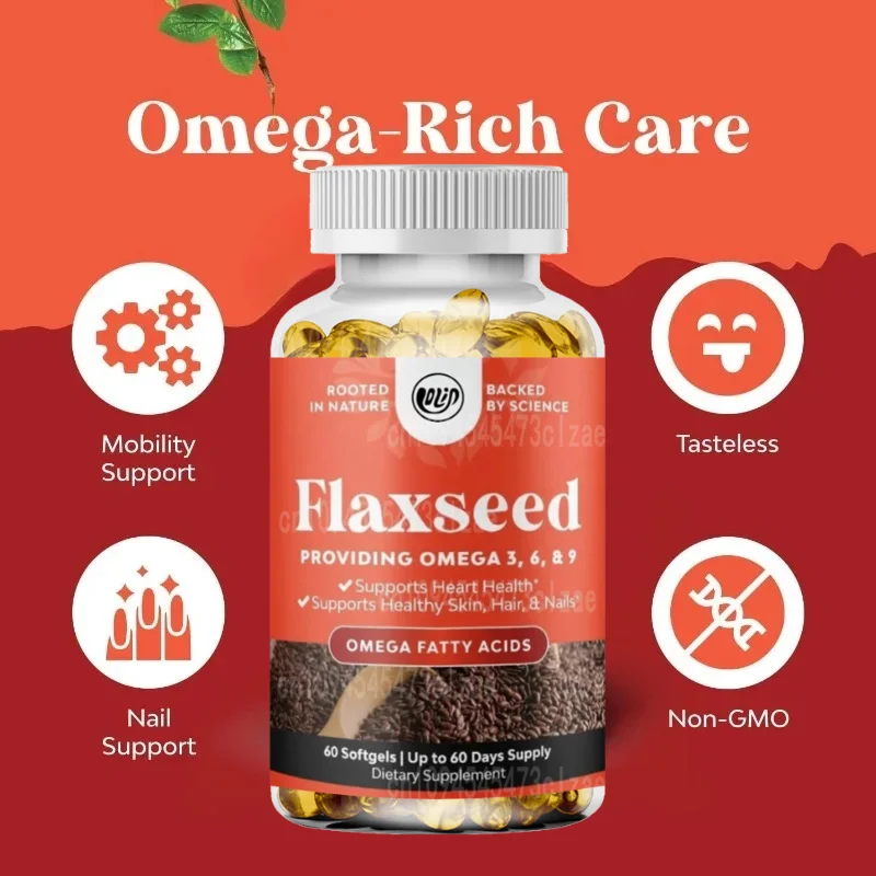 Linseed Oil 1000mg Soft Capsules Containing Plant-based Omega 3 6 9