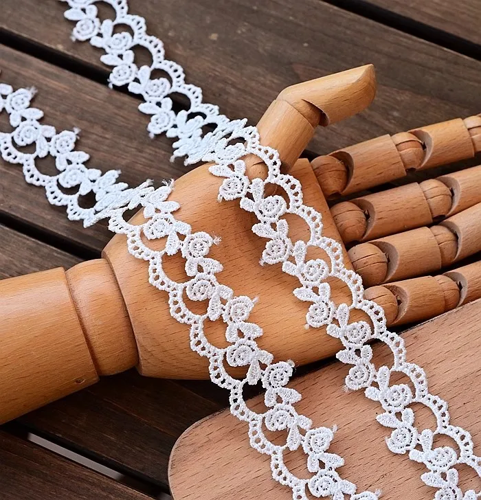 7Yard/Los 2,5 cm breit wasser lösliche hohle Stickerei Spitzen besatz Hochzeits kleid Kleidung Halskette Gurtband DIY dekorativ – Detail 14